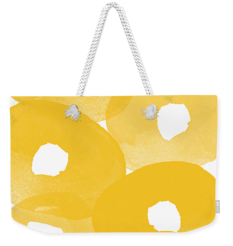 Abstract Flowers Weekender Tote Bag featuring the painting Freesia Splash by Linda Woods