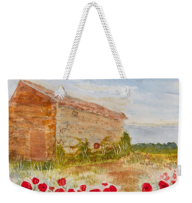 Barn Weekender Tote Bag featuring the painting Country Side by Elvira Ingram