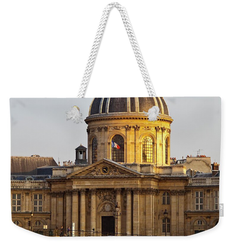 Arch Weekender Tote Bag featuring the photograph French Institue Seen From River Seine by Richard I'anson