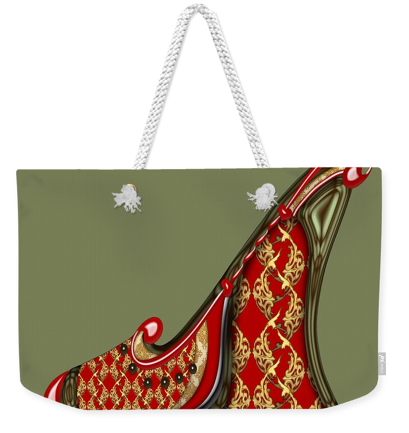 Shoes Weekender Tote Bag featuring the mixed media Frenchie by Deborah Runham