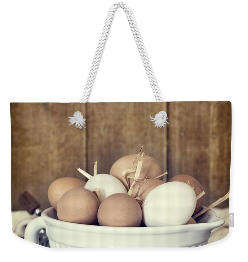 Eggs Weekender Tote Bag featuring the photograph Fresh Eggs by Amanda Elwell