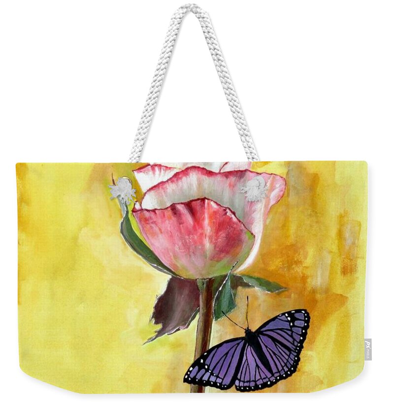 Friendship Rose Weekender Tote Bag featuring the painting Friendship by Michael Dillon