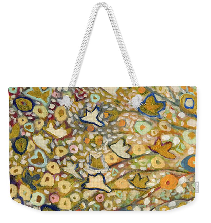 Tree Weekender Tote Bag featuring the painting From Out of the Rubble Part A by Jennifer Lommers