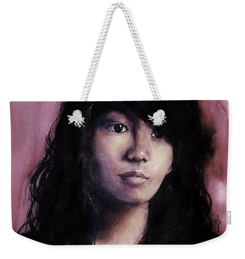 Woman Weekender Tote Bag featuring the painting from the Red Tent series by Jodie Marie Anne Richardson Traugott     aka jm-ART