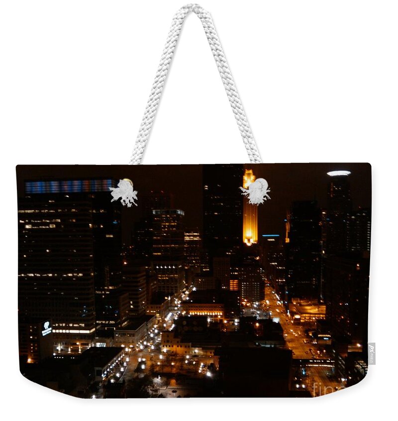 Minneapolis Weekender Tote Bag featuring the photograph From The Rooftop by Jacqueline Athmann