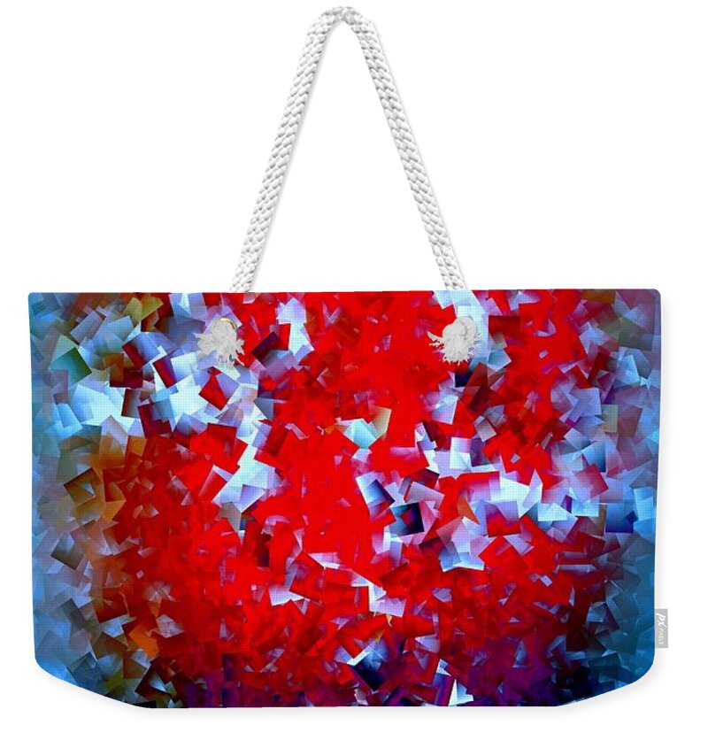 Abstract Weekender Tote Bag featuring the digital art Frozen Apple by Greg Moores