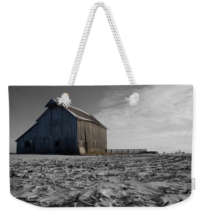 Unique Weekender Tote Bag featuring the photograph Frozen Barn by Dylan Punke