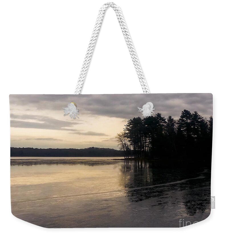 Frozen Weekender Tote Bag featuring the photograph Frozen Lake by Charlie Cliques
