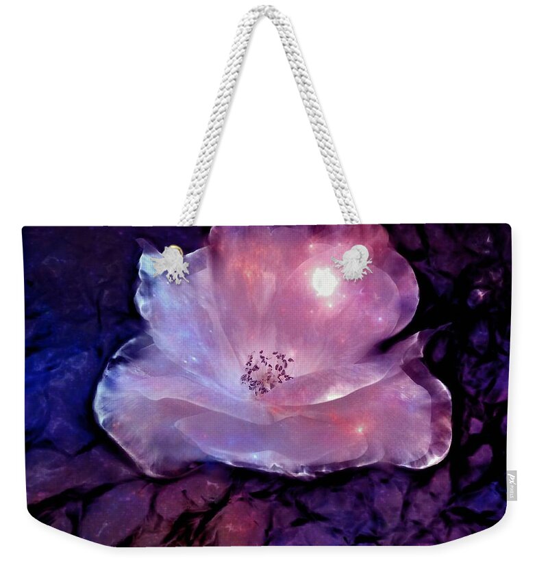 Rose Weekender Tote Bag featuring the digital art Frozen Rose by Lilia D