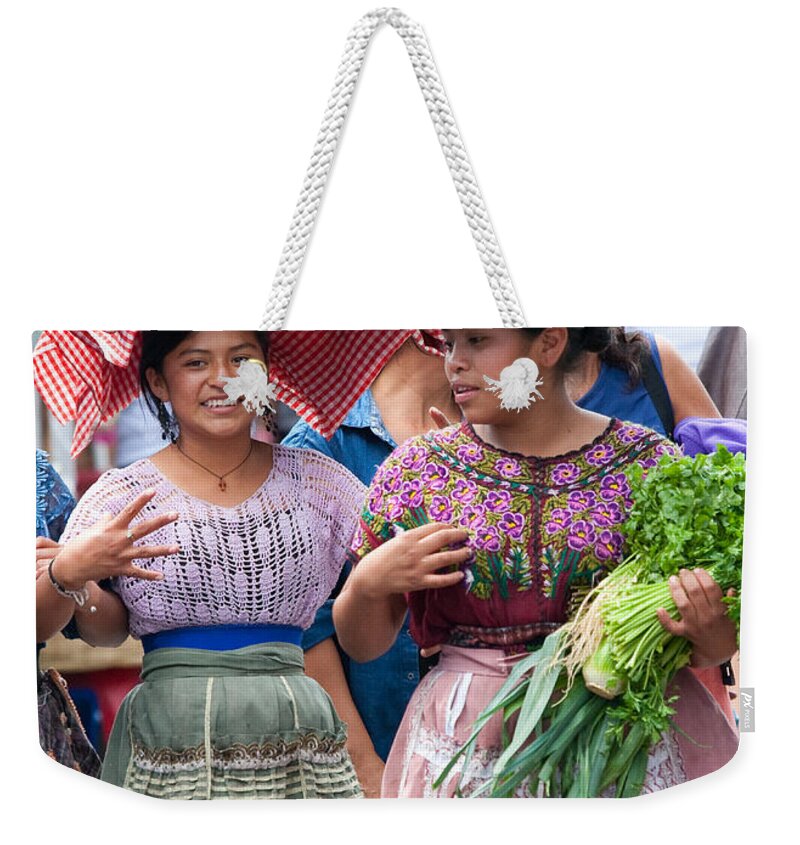 Colorful Weekender Tote Bag featuring the photograph Fruit Sellers in Antigua Guatemala by David Smith