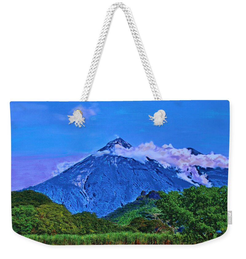Volcano Weekender Tote Bag featuring the painting Fuego Volcano Guatamala by Deborah Boyd
