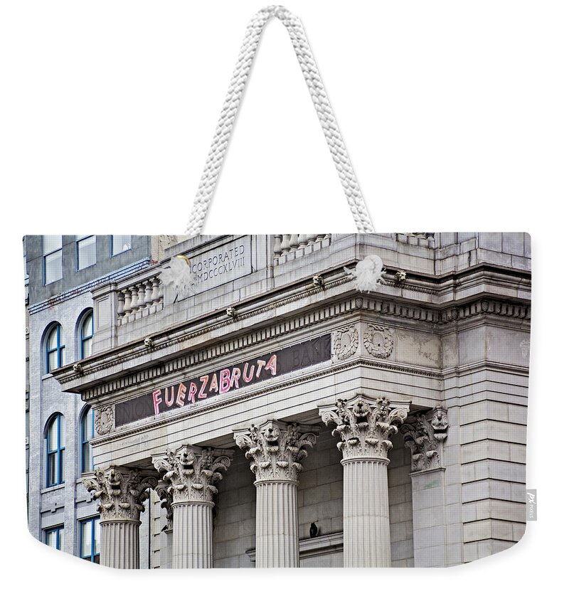 Big Apple Weekender Tote Bag featuring the photograph Fuerza Bruta by Susan Candelario