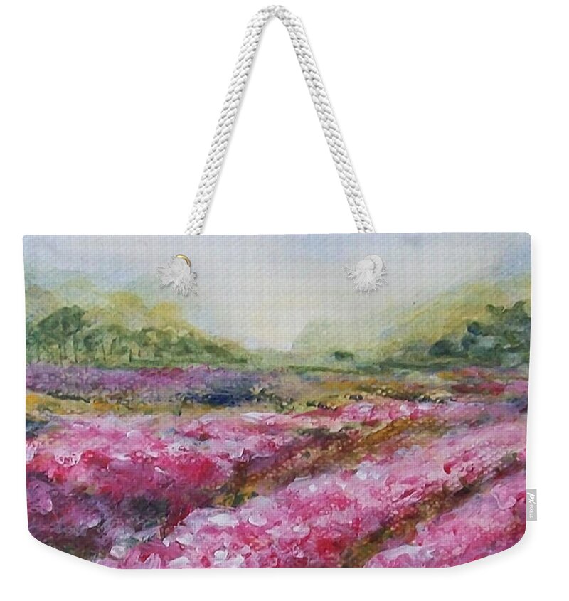 Landscape Weekender Tote Bag featuring the painting Full Bloom by Jane See