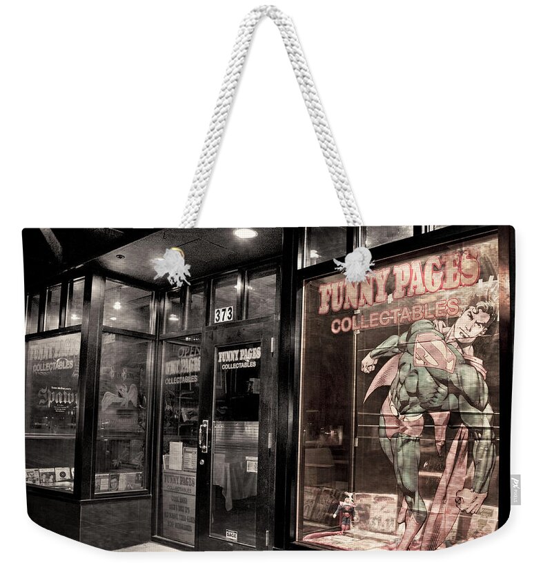 Film Noir Weekender Tote Bag featuring the photograph Funny Pages by Theresa Tahara