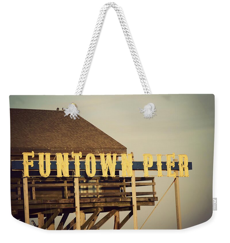 Funtown Pier Weekender Tote Bag featuring the photograph FUNTOWN Vintage by Terry DeLuco