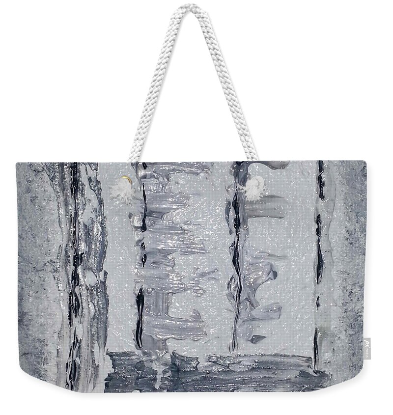 Abstract Painting Weekender Tote Bag featuring the painting G2 - greys by KUNST MIT HERZ Art with heart