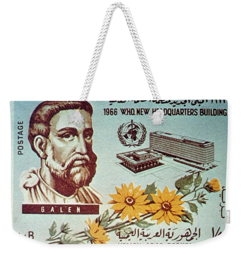 Philately Weekender Tote Bag featuring the photograph Galen, Yemen Postage Stamp, 1966 by Science Source