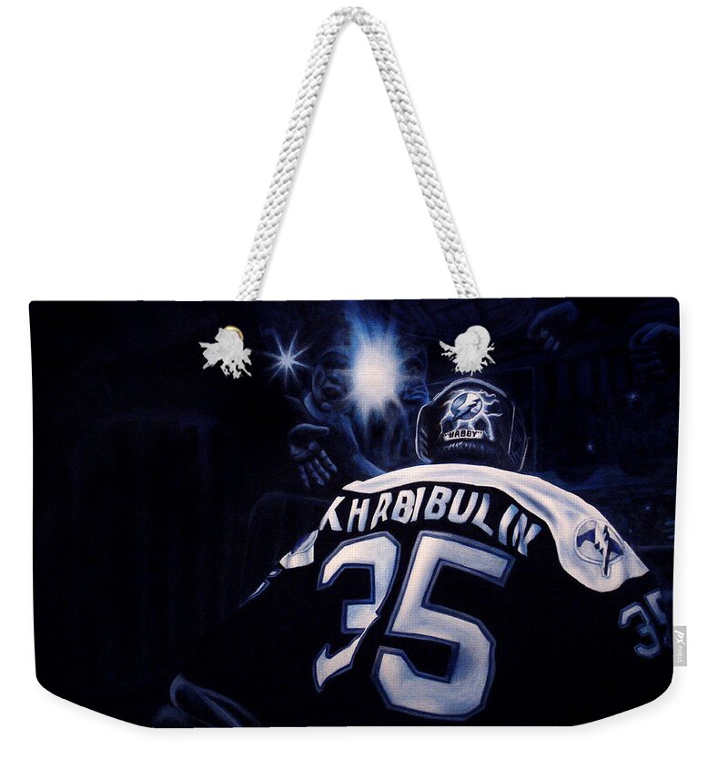 Nhl Weekender Tote Bag featuring the painting Gametime by Marlon Huynh