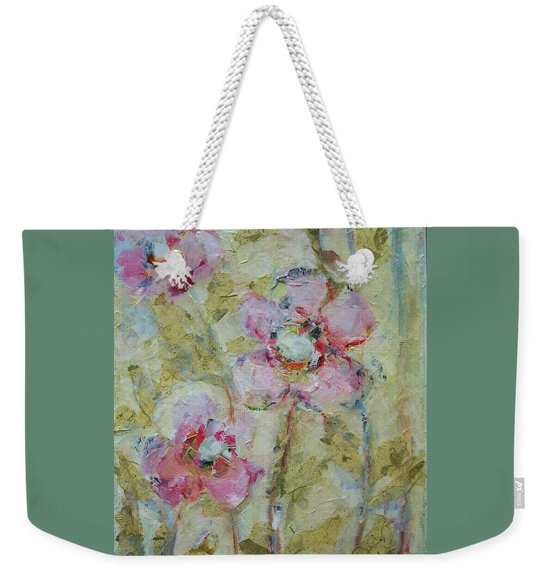 Floral Weekender Tote Bag featuring the painting Garden Bliss by Mary Wolf