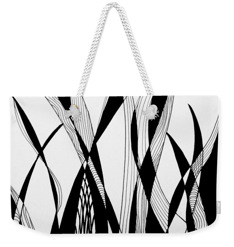 Black And White Weekender Tote Bag featuring the drawing Garden Grow by Lynellen Nielsen