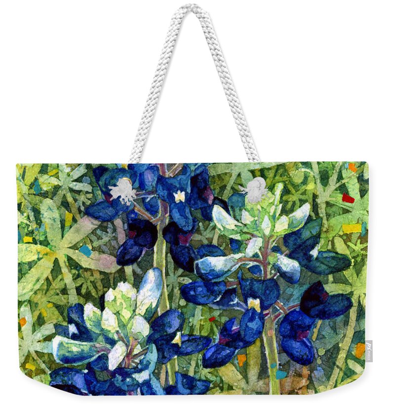 Bluebonnet Weekender Tote Bag featuring the painting Garden Jewels I by Hailey E Herrera