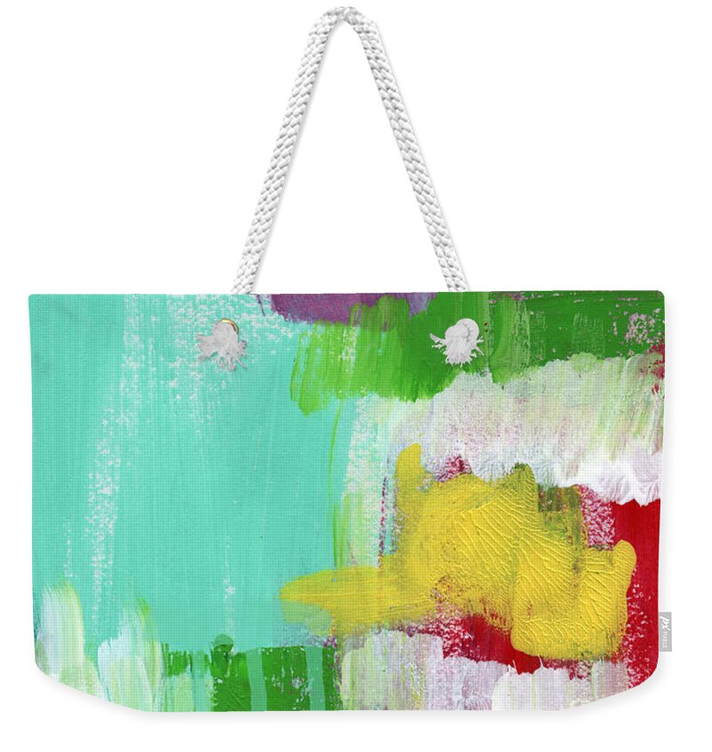 Abstract Painting Weekender Tote Bag featuring the painting Garden Path- Abstract Expressionist Art by Linda Woods