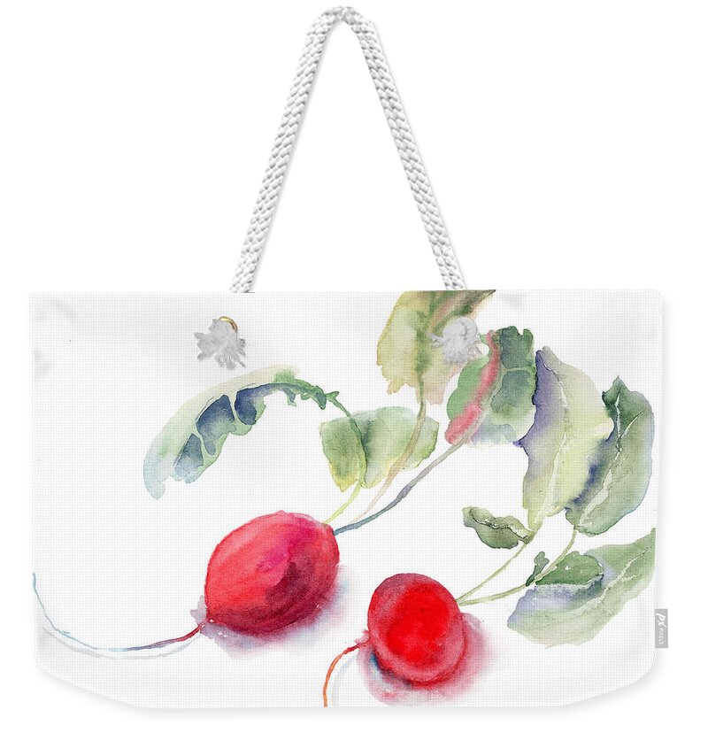 Background Weekender Tote Bag featuring the painting Garden radish by Regina Jershova