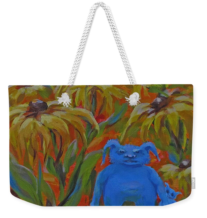 Fun Weekender Tote Bag featuring the painting Garden Secrets by Karen Ilari