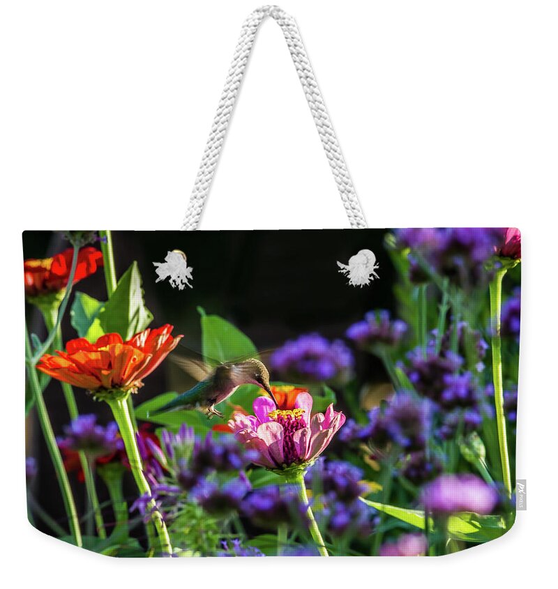 Animal Themes Weekender Tote Bag featuring the photograph Garden Visitor by Straublund Photography