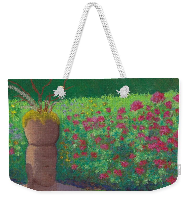 Garden Weekender Tote Bag featuring the pastel Garden Welcoming by Anne Katzeff