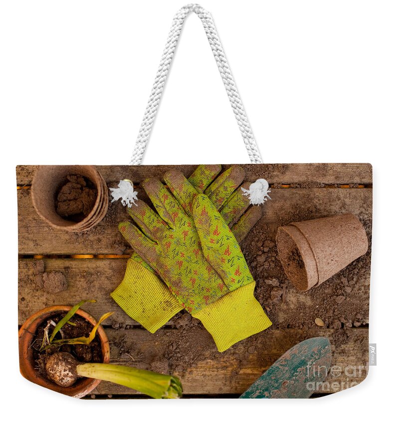Still Life Weekender Tote Bag featuring the photograph Gardening Still Life by Jim Corwin