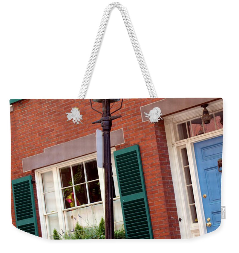Boston Weekender Tote Bag featuring the photograph Gas Lamp Beacon Hill by Caroline Stella