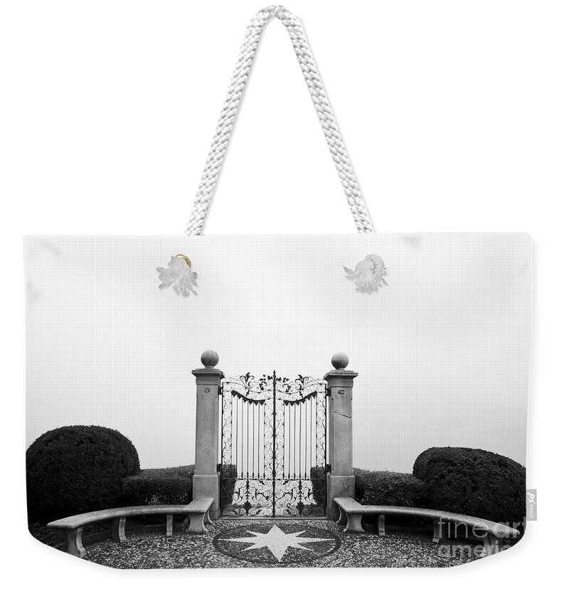 Gate Weekender Tote Bag featuring the photograph Gate with benches by Mats Silvan