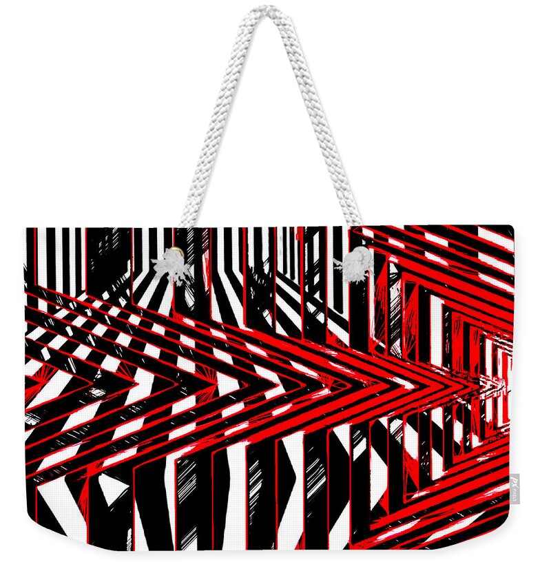 Lineal Weekender Tote Bag featuring the digital art Geometric Encounters by Rafael Salazar