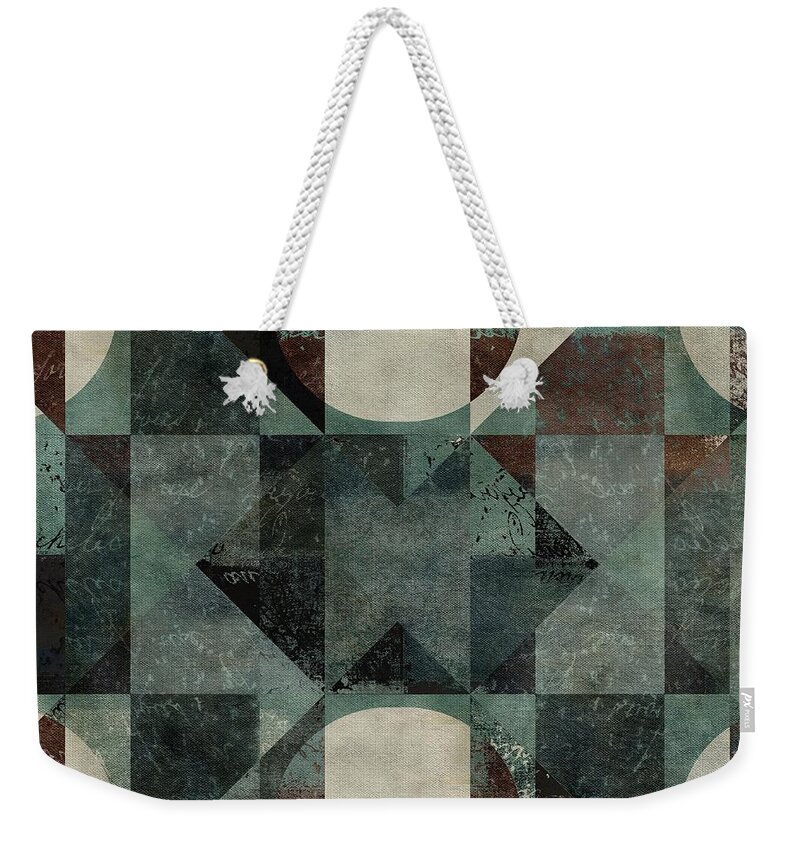 Abstract Weekender Tote Bag featuring the digital art Geomix 04 -39c8at2d by Variance Collections