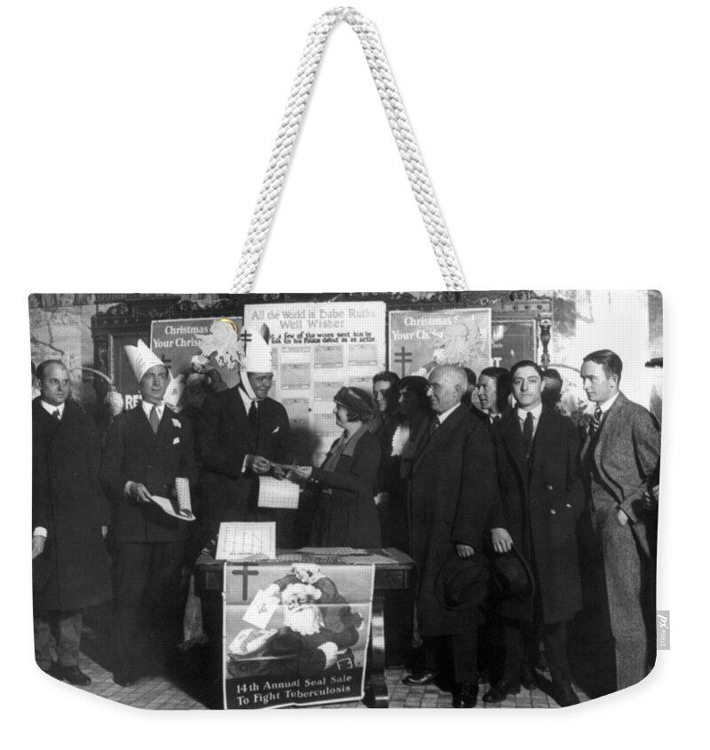 1921 Weekender Tote Bag featuring the photograph George H Ruth #23 by Granger