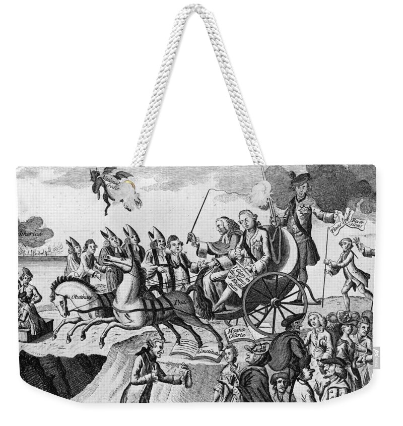 1775 Weekender Tote Bag featuring the photograph George IIi Cartoon, 1775 by Granger