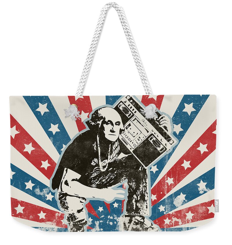 Washington Weekender Tote Bag featuring the painting George Washington - BoomBox by Pixel Chimp