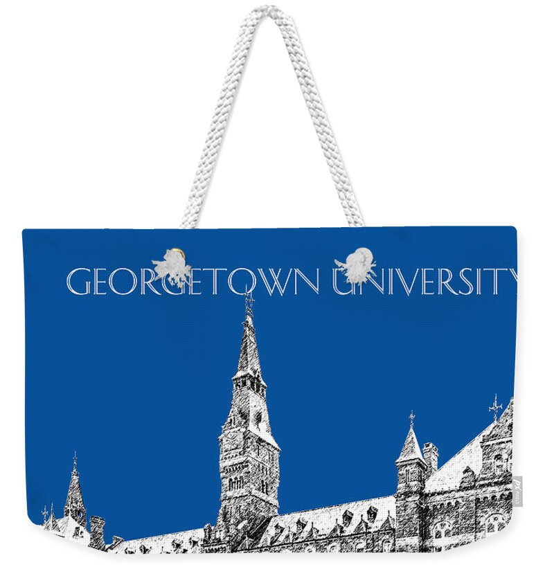 University Weekender Tote Bag featuring the digital art Georgetown University - Royal Blue by DB Artist