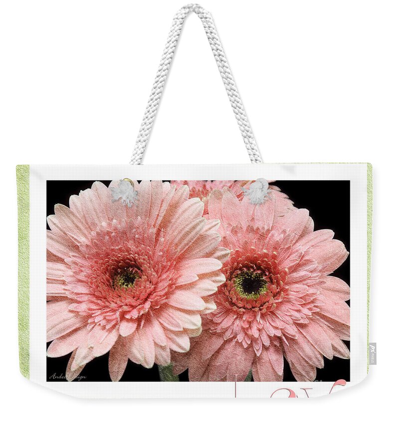 Gerber Weekender Tote Bag featuring the photograph Gerber Daisy Love 4 by Andee Design