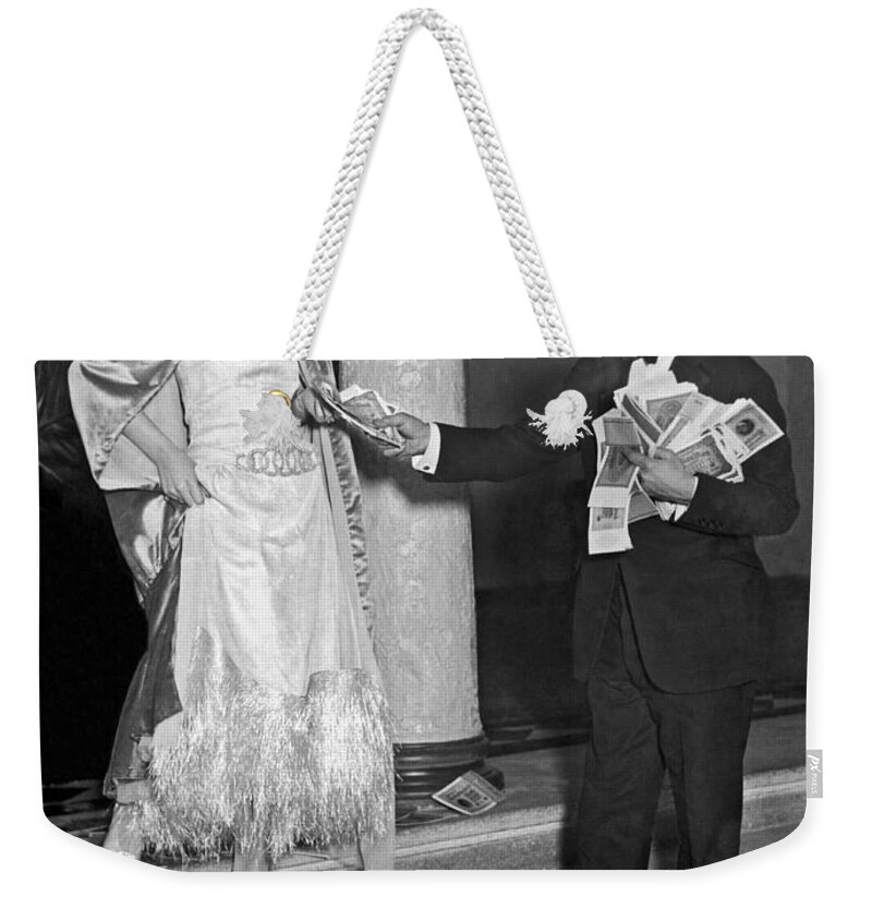 1923 Weekender Tote Bag featuring the photograph German Marks For Confetti by Underwood Archives