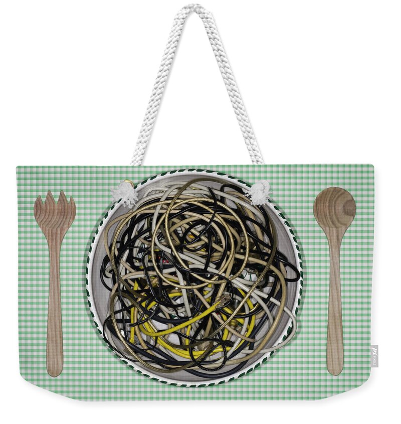 Hesse Weekender Tote Bag featuring the photograph Germany, Frankfurt, Cable Spaghetti In by Westend61