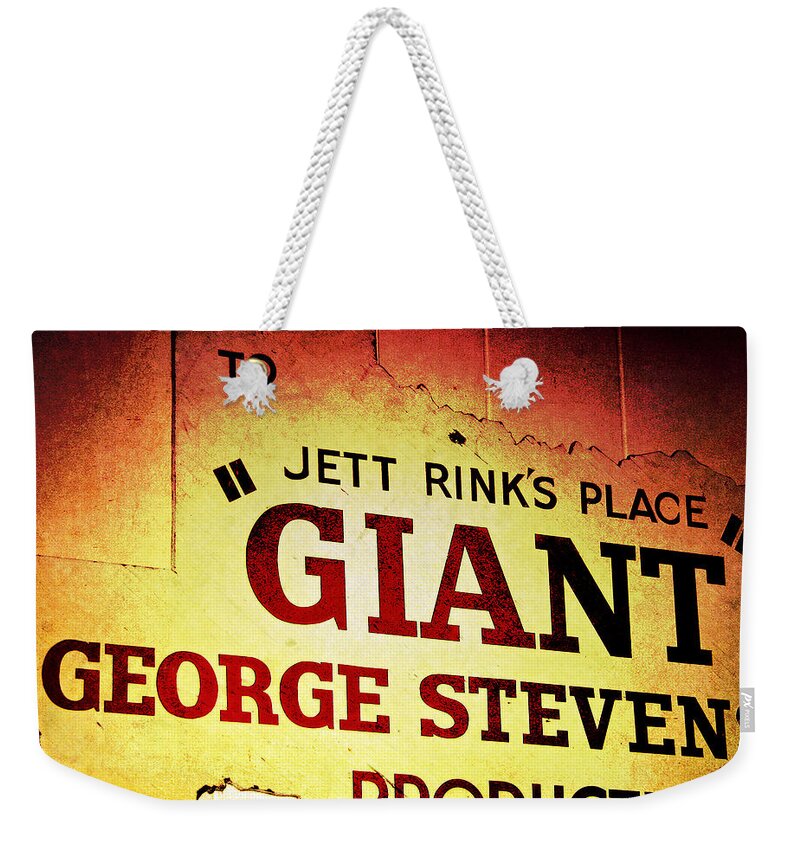 Sign Weekender Tote Bag featuring the photograph Giant by Trish Mistric