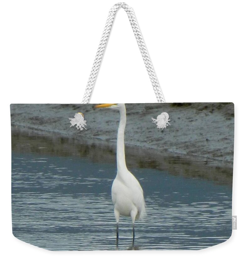 White Heron Weekender Tote Bag featuring the photograph Giant White Heron by Gallery Of Hope 