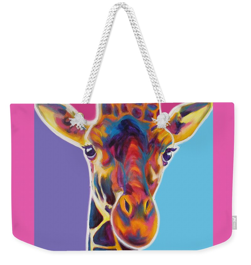 Giraffe Weekender Tote Bag featuring the painting Giraffe - Marius by Dawg Painter