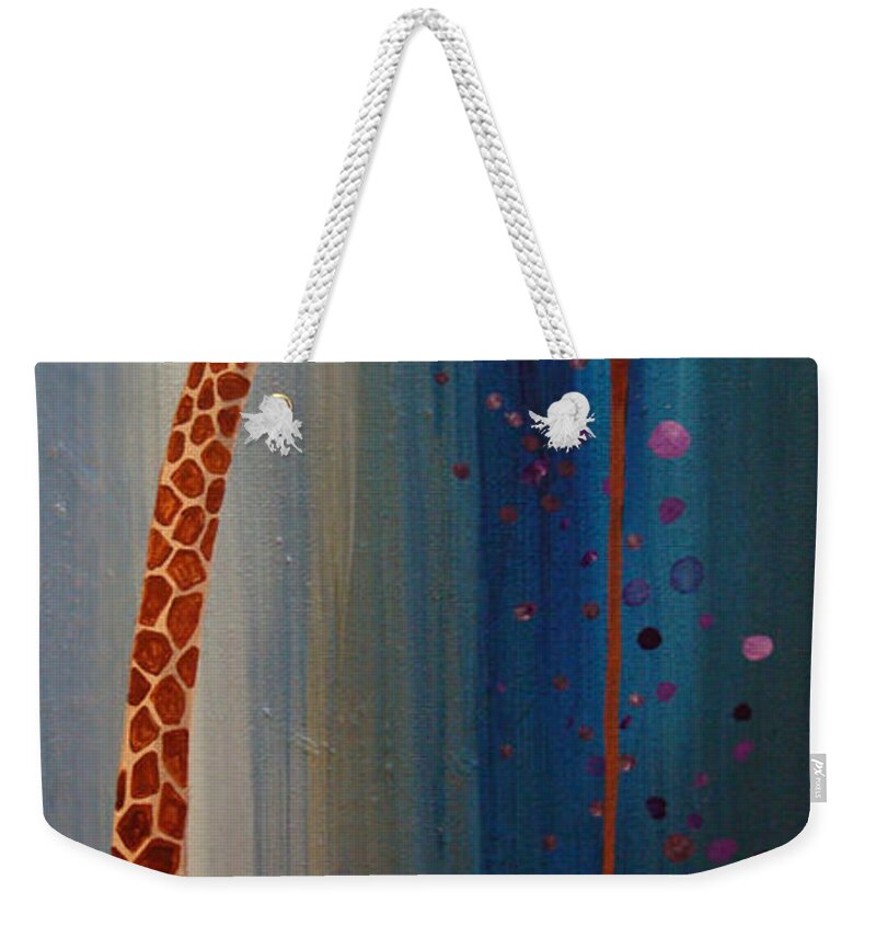 Giraffe Weekender Tote Bag featuring the painting Giraffe by Mindy Huntress