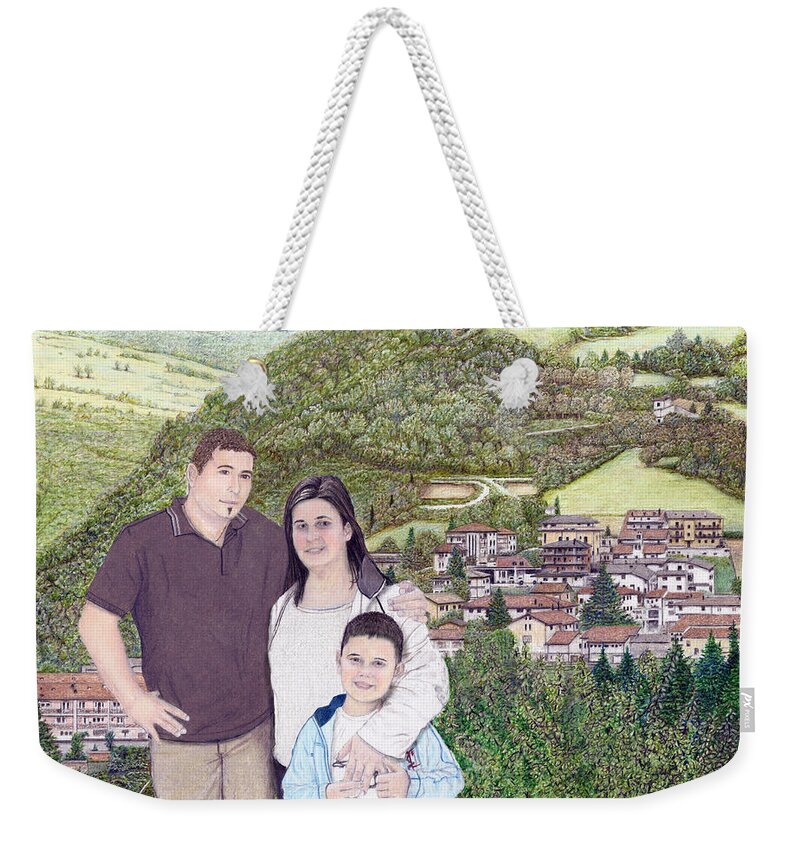 Valle Castellana Weekender Tote Bag featuring the painting Giusy Mirko and Simone in Valle Castellana by Albert Puskaric