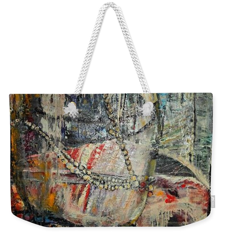 Still-life Weekender Tote Bag featuring the painting Glancing through by Peggy Blood