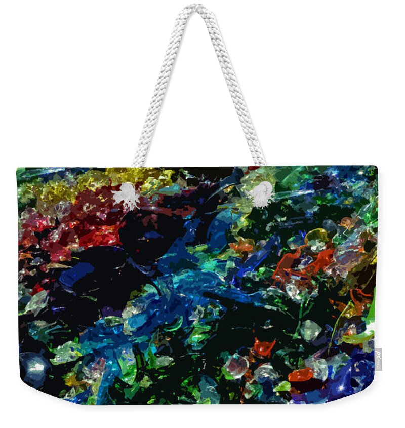 Stained Weekender Tote Bag featuring the photograph Glass Distortion No 2 by Melinda Ledsome