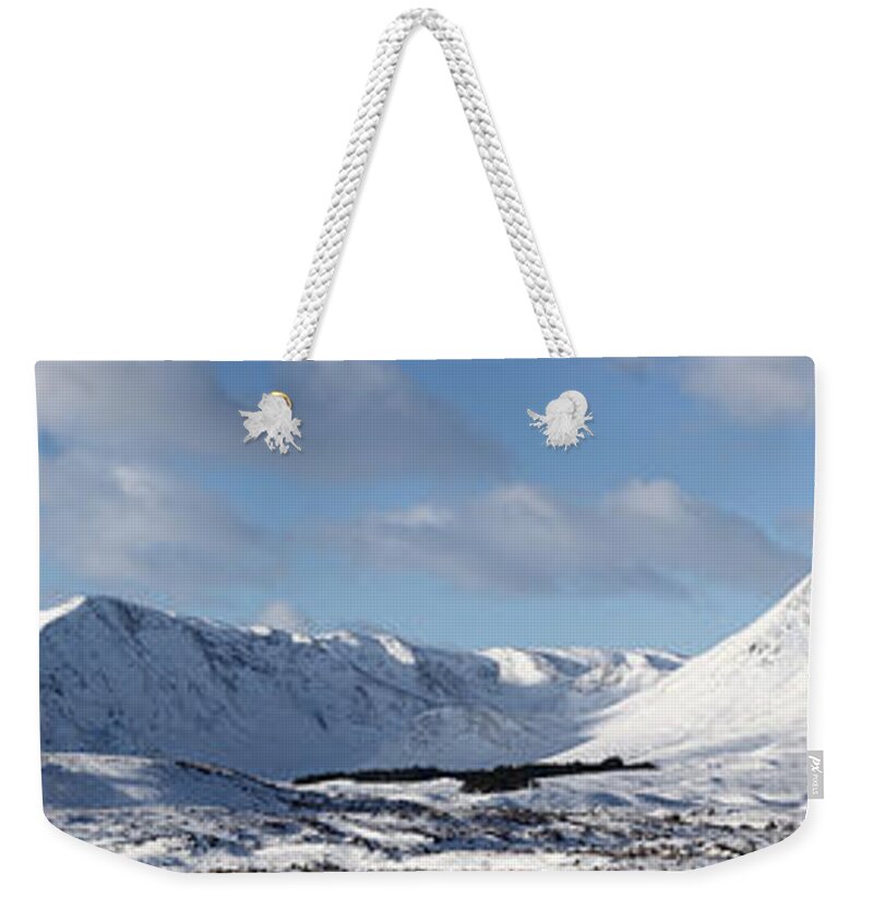 Glencoe Weekender Tote Bag featuring the photograph Glencoe Panorama by Grant Glendinning